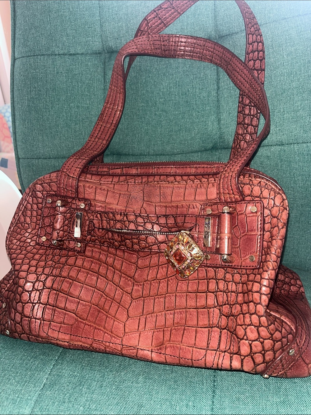 Jessica Simpson Croc-Embossed Satchel